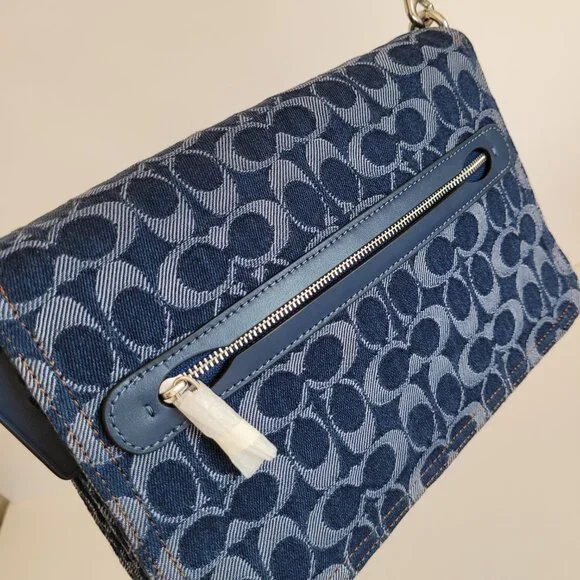Coach Tabby Shoulder Bag in Signature Denim, Deep Blue Multi - Picture 8 of 16